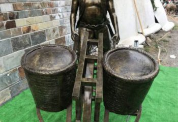 推車雕塑廠家，公園仿真人物小品，古代仿銅人物雕塑制作