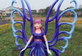 飛人雕塑廠家，蝴蝶飛人雕塑擺件，公園彩繪人物小品
