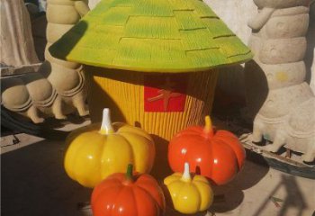 糧盾雕塑廠家，彩繪豐收主題雕塑，農(nóng)耕題材雕塑小品