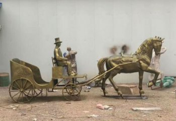 馬夫雕塑廠家，古代人物小品，馬夫趕車雕塑制作價格