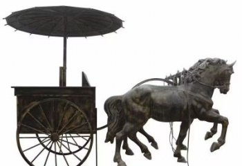 仿銅馬車雕塑廠家，公園園林雕塑，玻璃鋼馬車雕塑制作