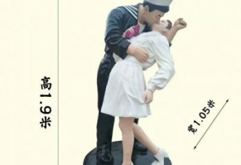 親吻雕塑廠家，軍人熱戀雕塑小品，彩繪玻璃鋼材質
