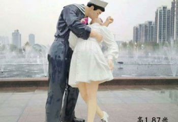 愛情雕塑廠家，愛情人物雕塑小品，情侶親吻雕塑擺件