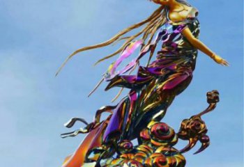 飛月雕塑廠家，彩繪神話人物雕塑，城市廣場人物雕塑擺件