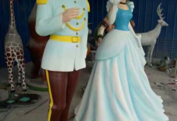 公主雕塑廠家，卡通主題雕塑，玻璃鋼愛情人物小品