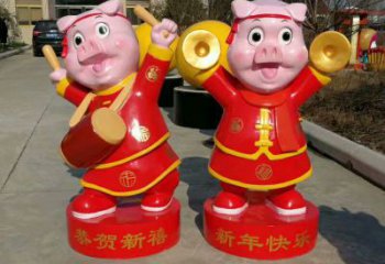 小豬佩奇雕塑廠家，卡通吉祥物雕塑，影視劇動漫雕塑小品