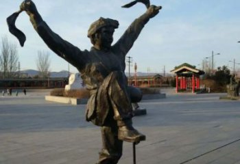 扭秧歌雕塑廠家，廣場民俗人物小品，仿銅扭秧歌雕塑廠