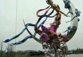 嫦娥奔月雕塑廠家，神話愛情人物小品，公園廣場雕塑