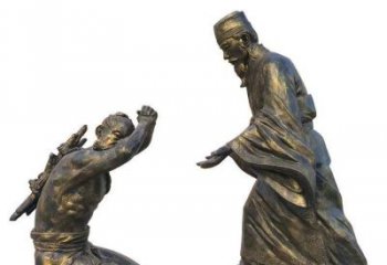 負荊請罪雕塑廠家，成語故事雕塑小品，古代仿銅負荊請罪雕塑