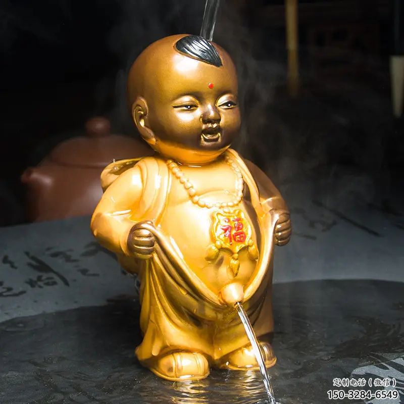 撒尿雕塑廠家，童趣人物雕塑小品，仿銅小孩撒尿雕塑