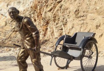 車夫雕塑廠家，街頭人物擺件，玻璃鋼車夫雕塑制作