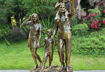 一家三口雕塑廠家，親情人物小品，幸福家庭雕塑擺件