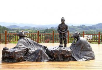 對弈雕塑廠家，公園古代人物小品，玻璃鋼對弈人物雕塑