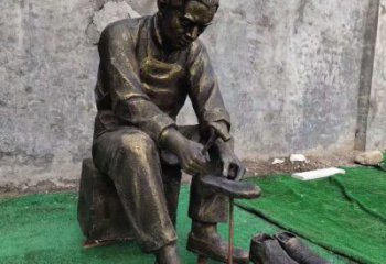 修鞋匠雕塑廠家，街頭手藝人雕塑，玻璃鋼修鞋匠雕塑制作