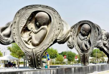 嬰兒雕塑廠家，醫(yī)院孕育主題雕塑，玻璃鋼嬰兒雕塑制作