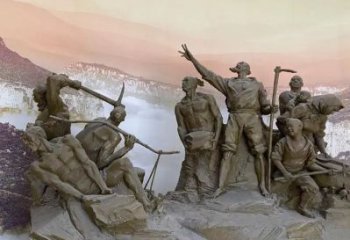 愚公移山雕塑廠家，歷史典故小品，公園古代人物雕塑