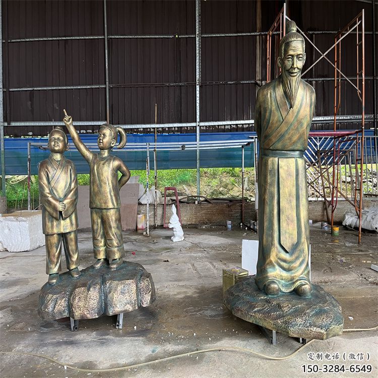 書生雕塑廠家，古代私塾人物小品，玻璃鋼書生雕塑制作