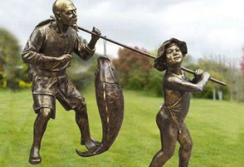 漁民雕塑廠家，民俗漁文化雕塑小品，農村人物雕塑擺件