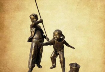 釣魚雕塑廠家，農村漁文化小品雕塑，公園釣魚人物雕塑小品