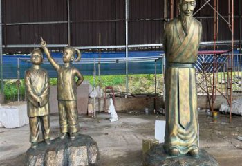 書(shū)生雕塑廠家，古代私塾人物小品，玻璃鋼書(shū)生雕塑制作