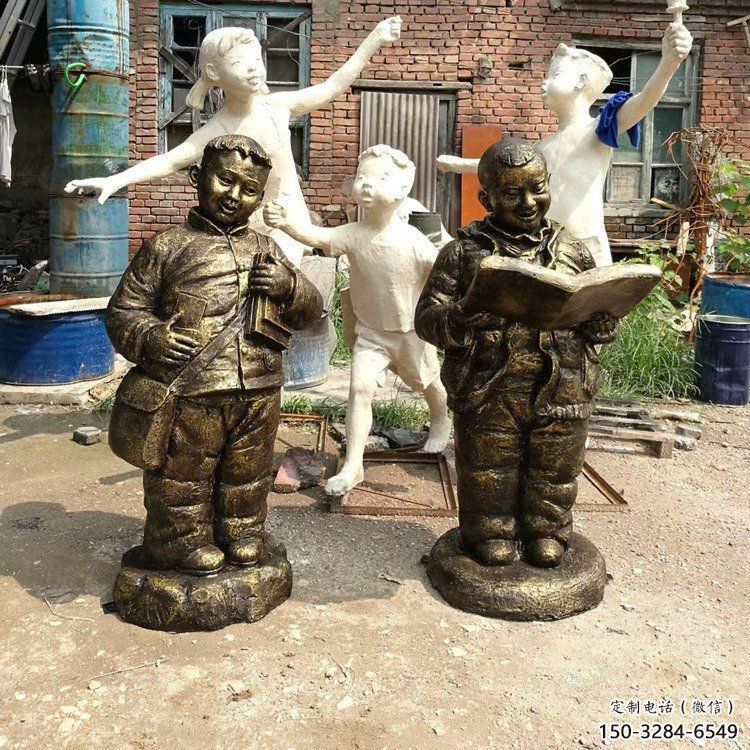 看書娃雕塑廠家，校園看書娃雕塑制作