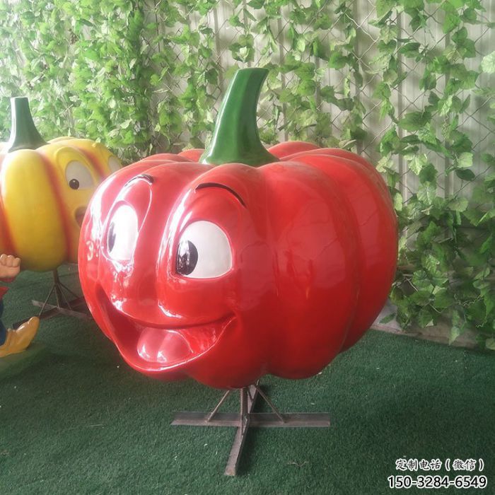 南瓜雕塑廠家，蔬菜彩繪擺件，玻璃鋼仿真南瓜雕塑