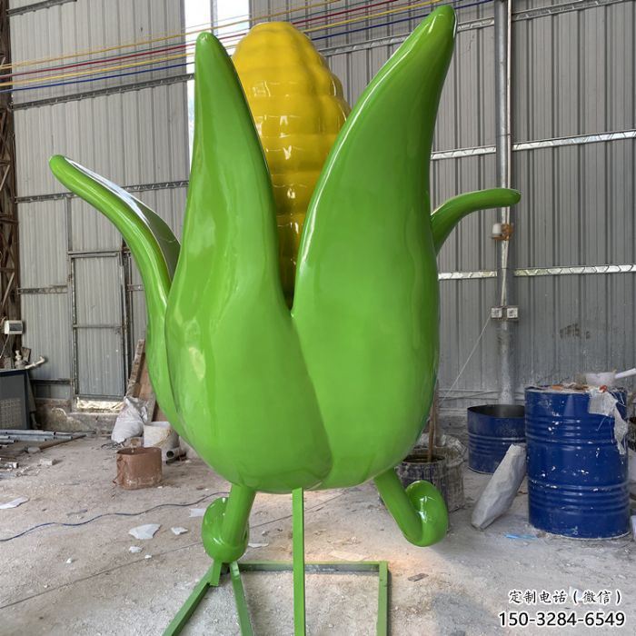 玉米雕塑廠家，農作物植物擺件，玻璃鋼卡通玉米雕塑