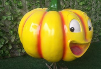 卡通南瓜雕塑廠家，果蔬藝術小品，玻璃鋼卡通南瓜雕塑