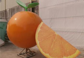 橙子雕塑廠家，瓜果彩繪仿真擺件，玻璃鋼雕塑橙子
