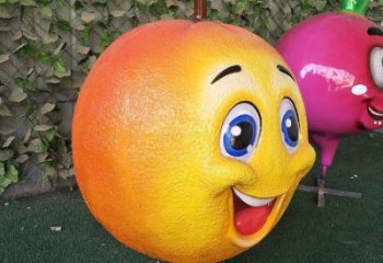 檸檬雕塑廠家，卡通水果擺件，玻璃鋼彩繪檸檬雕塑