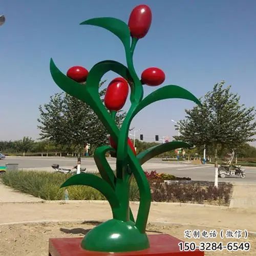 棗雕塑，農作物公園小品，玻璃鋼仿真棗雕塑廠家