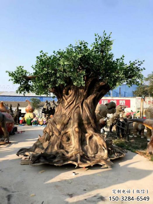 假樹雕塑廠家,仿真景觀擺件,玻璃鋼假樹雕塑小品