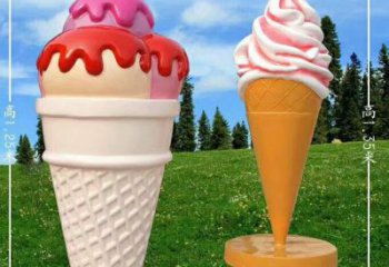 雪糕雕塑廠家，仿真彩繪工藝，創(chuàng)意玻璃鋼雪糕雕塑擺件