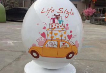 彩蛋雕塑廠家，商場景觀擺件，玻璃鋼彩繪彩蛋雕塑小品