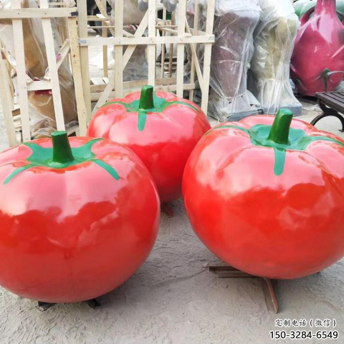 西紅柿雕塑,仿真果蔬擺件,玻璃鋼仿真西紅柿雕塑廠家