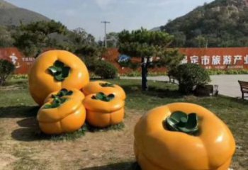 柿子雕塑廠家，園林廣場仿真水果，玻璃鋼彩繪柿子雕塑廠