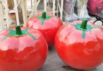 西紅柿雕塑，仿真果蔬擺件，玻璃鋼仿真西紅柿雕塑廠家