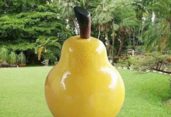 鴨梨雕塑廠家，仿真玻璃鋼鴨梨雕塑，園林水果擺件，