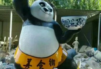 熊貓雕塑廠家，卡通動物擺件，玻璃鋼彩繪熊貓雕塑廠