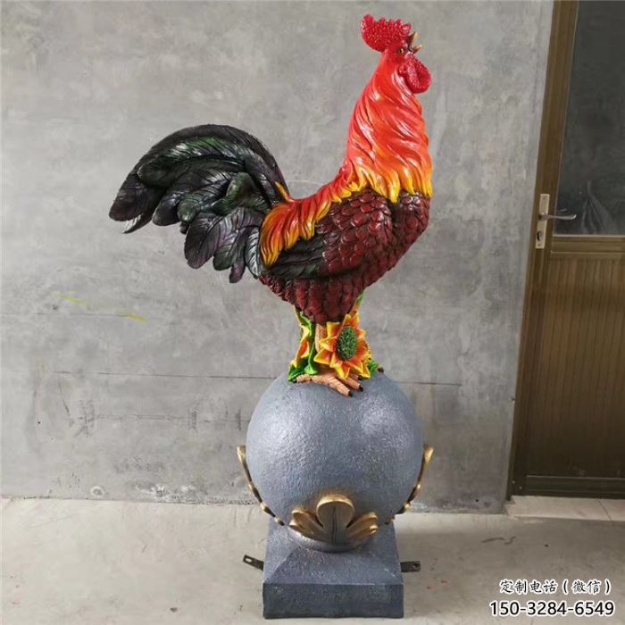 公雞雕塑廠家，家禽動(dòng)物擺件，仿真彩繪公雞雕塑