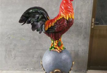 公雞雕塑廠家，家禽動物擺件，仿真彩繪公雞雕塑