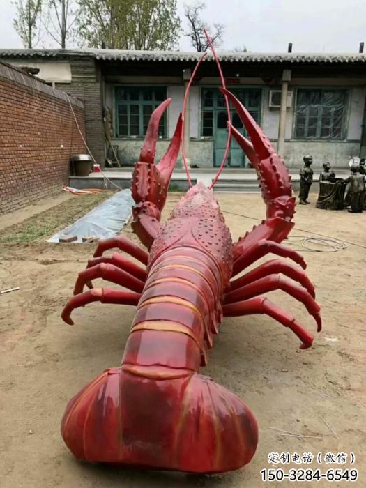 龍蝦雕塑廠家,彩繪海洋生物雕塑,仿真玻璃鋼龍蝦雕塑廠