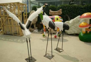 仙鶴雕塑廠家，公園仿真鳥禽，玻璃鋼仿真仙鶴雕塑廠