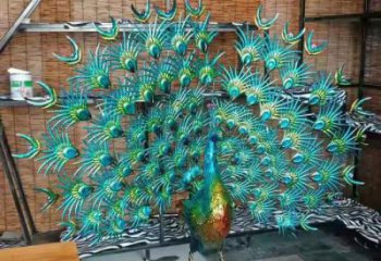 孔雀開(kāi)屏雕塑廠家，仿真鳥禽雕塑效果圖