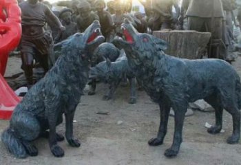 狼雕塑廠家，仿真玻璃鋼狼雕塑，仿古動(dòng)物工藝