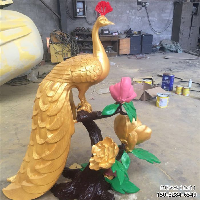 鳳凰雕塑廠家，玻璃鋼鳳凰雕塑廠，商場動物小品
