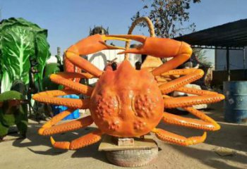 螃蟹雕塑廠家，仿真動物小品，玻璃鋼彩繪螃蟹雕塑廠