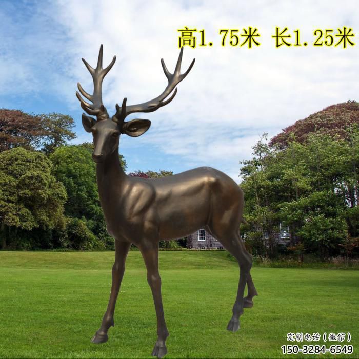 鹿雕塑廠家，公園動物小品，古銅色玻璃鋼鹿雕塑廠