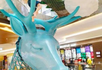 鹿頭雕塑廠家，商場動物美陳，玻璃鋼鹿頭雕塑生產商
