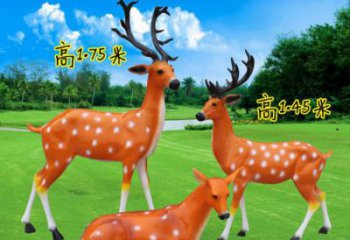 梅花鹿雕塑廠家，仿真公園動(dòng)物小品，彩繪玻璃鋼梅花鹿雕塑廠